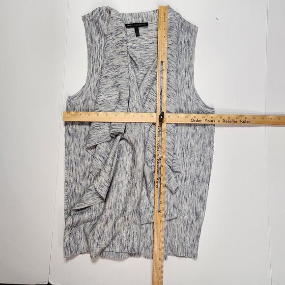 White House Black Market Draped Open Front Cardigan Size Large Marbled Grey - Picture 5 of 7